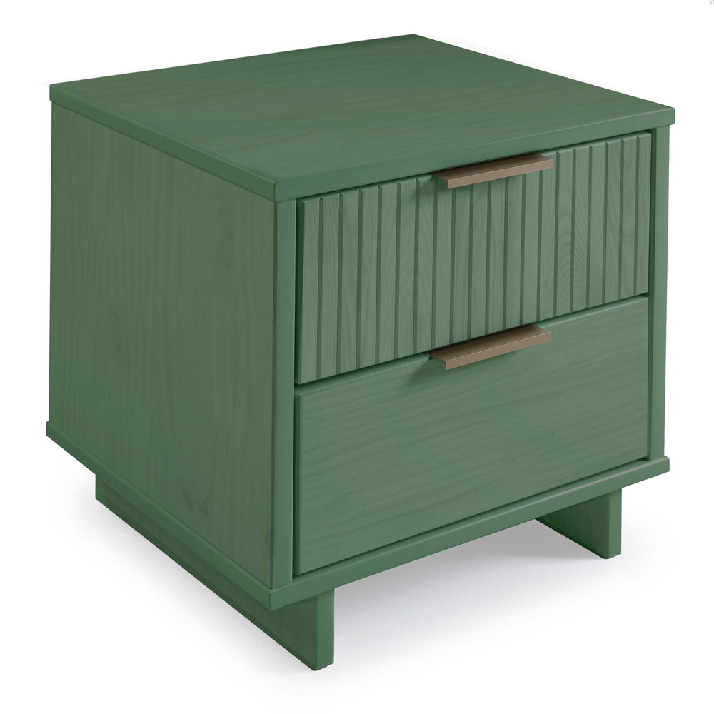 English Elm Granville 18" Sage Green Nightstand With 2 Drawers, Glam Gold Accents & Modern Wood Design B365P398528