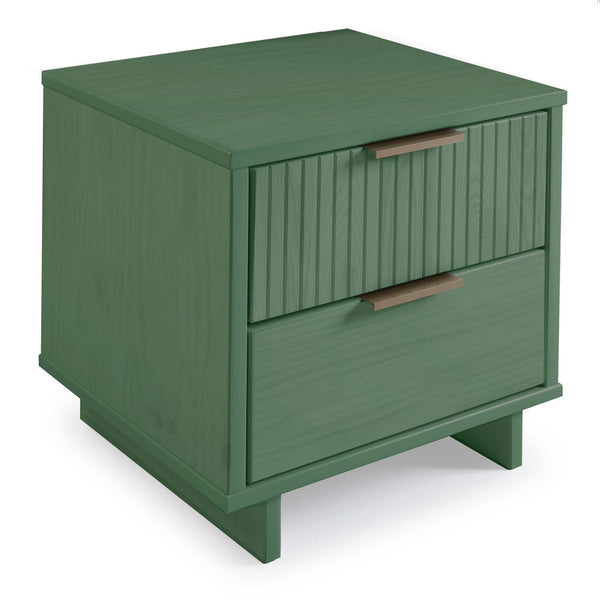 English Elm Granville 18" Sage Green Nightstand With 2 Drawers, Glam Gold Accents & Modern Wood Design B365P398528