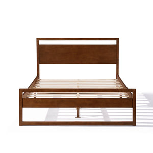 English Elm Christopher Knight Home® - Walnut Solid Wood Queen Bed with Headboard, Silent High-Density Slats, 800 lb Capacity Frame N758P268774N