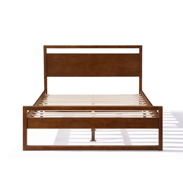English Elm Christopher Knight Home® - Walnut Solid Wood Queen Bed with Headboard, Silent High-Density Slats, 800 lb Capacity Frame N758P268774N