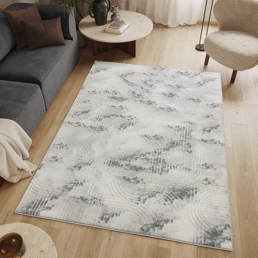 English Elm Geometrix Gray Area Rug 7'10" X 10'6" - Soft, Durable, Kid & Pet-Friendly, Modern Geometric Design B186P316813