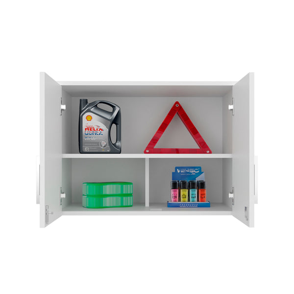 English Elm Sideways Floating Wall Cabinet Two Doors Four Shelves Minimalist Kitchen Storage B200P484464