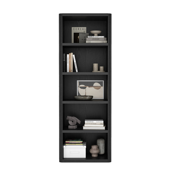 English Elm Rivington 28" Modern 5-Shelf Open Bookcase with Adjustable Shelves and Warm Wood Grain Finish Black B365P398315