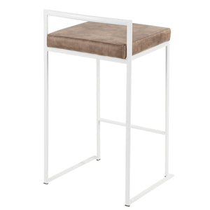 English Elm Contemporary Stackable Steel Counter Stools Padded Fabric Seats for Kitchen Islands Set of 2 B202P222382