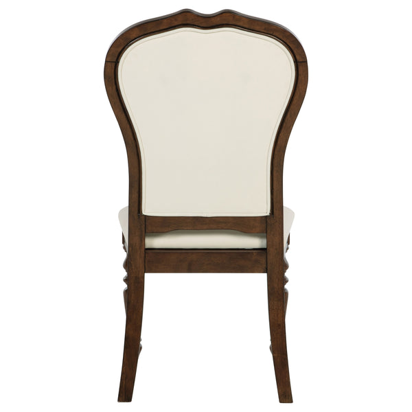 English Elm Claire Rich Brown Upholstered Dining Side Chair Set of 2 with Ivory Fabric, Turned Legs & Framed Backs for Classic Elegance B062P378327