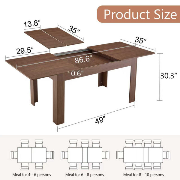 English Elm Extendable Drop Leaf Dining Table Walnut Finish Solid Wood Legs Modern Design W3875P402469
