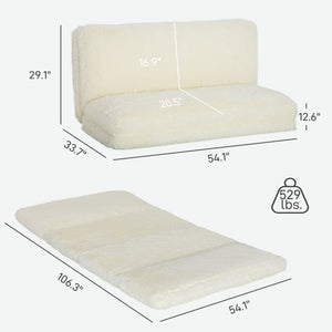 English Elm Homcom Plush Faux Fur Folding Floor Sofa Foam Filled Lounger for Bedroom Living Room W2225P485596