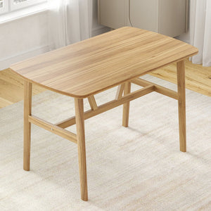 English Elm Dining Rectangular Wood Table for 4-6 with Sturdy Metal Frame, Rounded Corners, Easy Assembly, Durable Modern Dining Room Centerpiece Natural T3623P380091