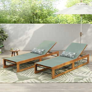 English Elm Christopher Knight Home® - MIA Acacia Wood Chaise Lounge with Breathable Textilene Mesh Seating for Cool, Durable Outdoor Relaxing Mint Green,Teak 50.5 L x 27.5 W x 17.25 H N776P301495M