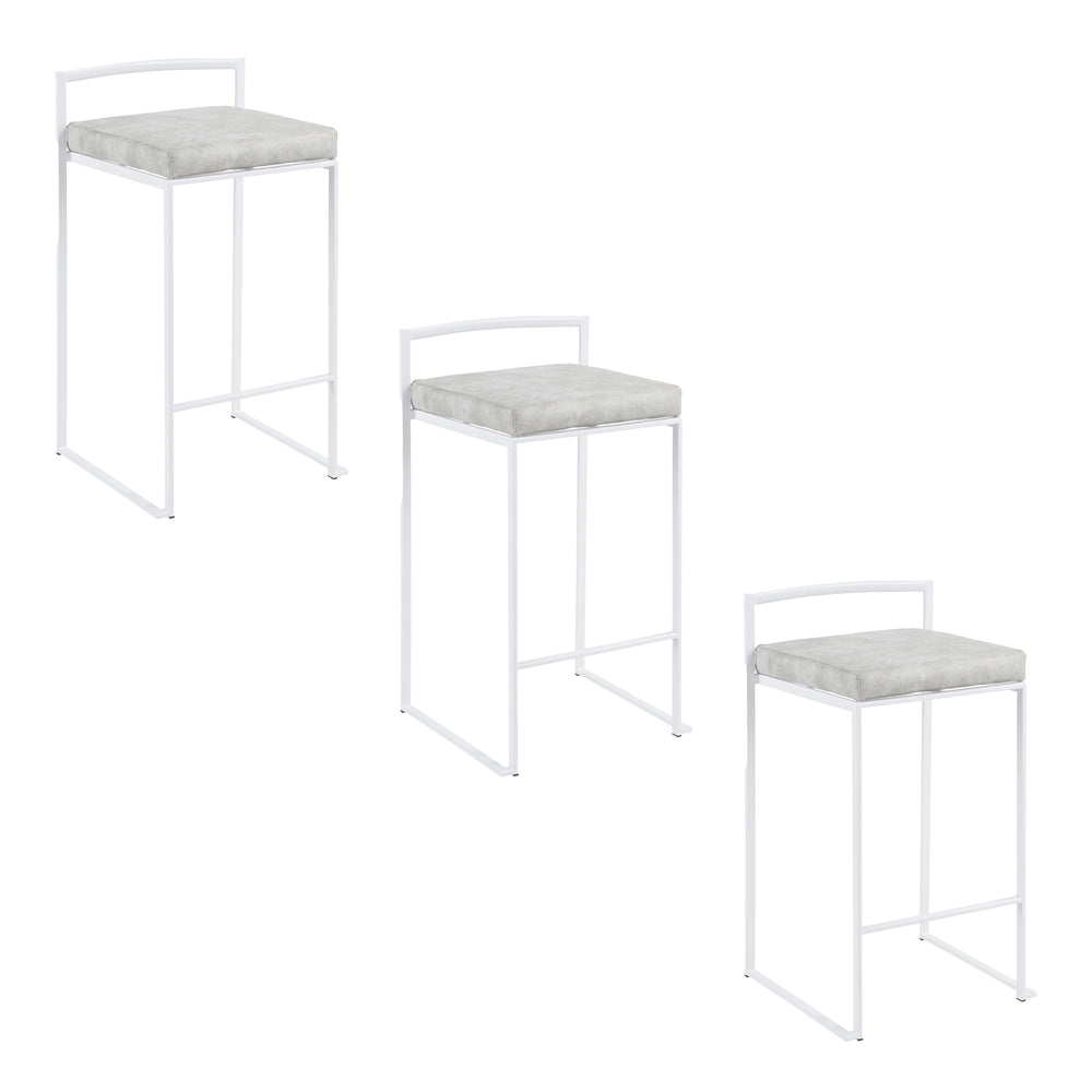 English Elm Stackable Counter Stools Bamboo Seat Matte Black Steel Frame Kitchen Island Set of 2 B202P471211