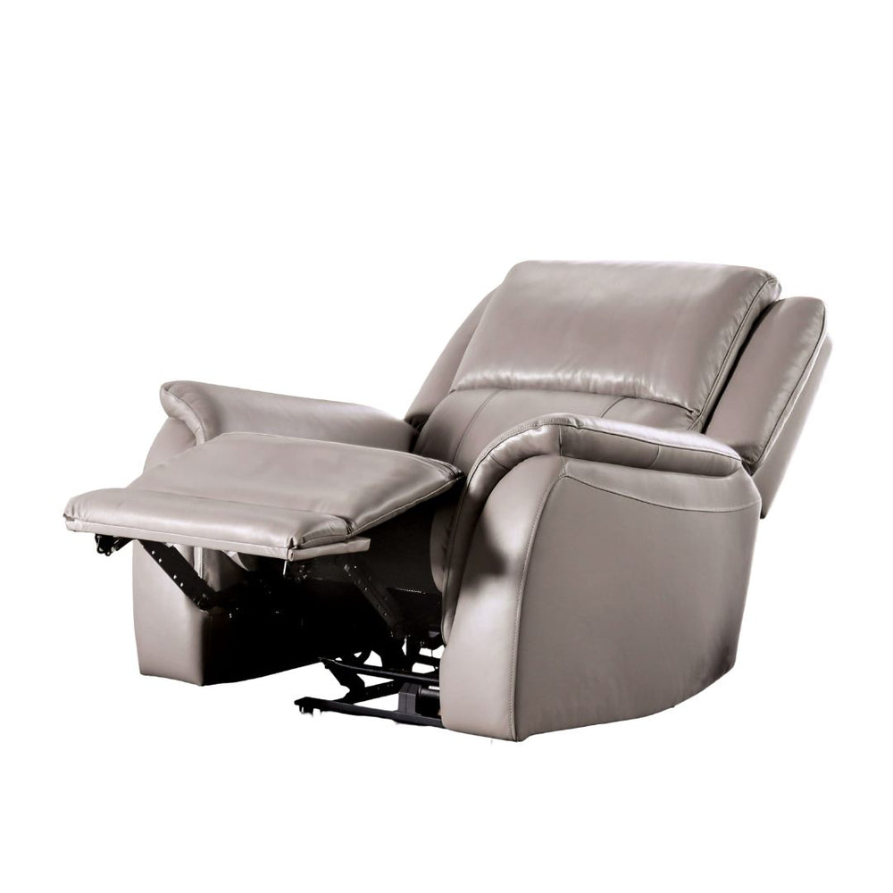 English Elm Light Light Gray Power Recliner with Pillow Arms, Top-Grain Leather, Wall-Hugger, Hardwood Frame, USB Remote B2741P387645