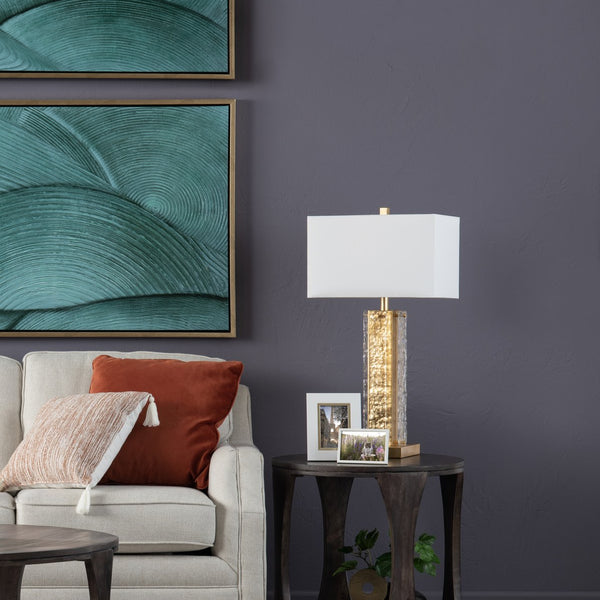 Crestview Collection 32"H Luxurious Gold Metal & Glass Table Lamp With Rectangular Shade - Modern Elegance For Your Home   Cvaer1988a