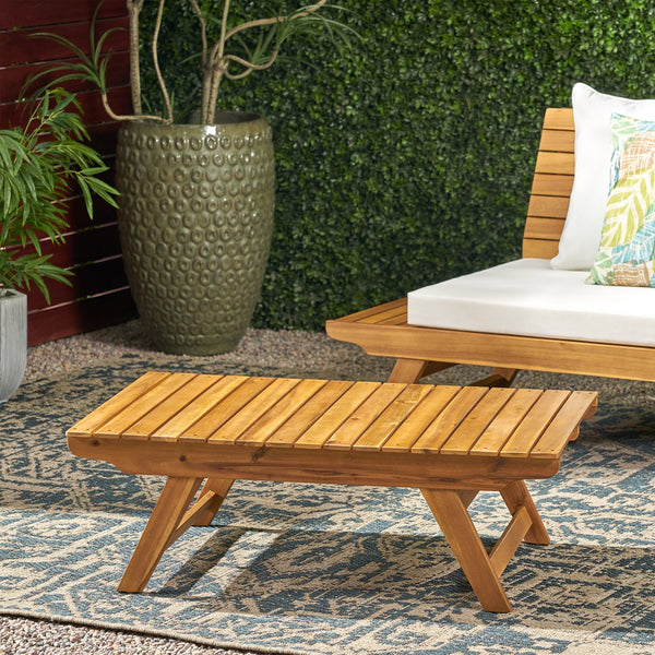 English Elm Christopher Knight Home® - SEDONA Acacia Outdoor Coffee Table with Open Slat Top, Durable Wood Design for Patio Living Spaces Teak 41.5 L x 28.25 W x 7.5 H 65811.00