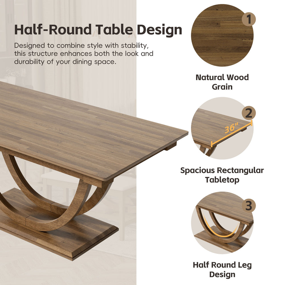 English Elm Topmax Six Piece Rubberwood Dining Set with Bench Linen Seats Sculptural Modern Style Brown N717S000029D