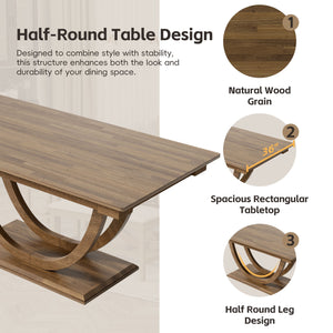 English Elm Topmax Six Piece Rubberwood Dining Set with Bench Linen Seats Sculptural Modern Style Brown N717S000029D