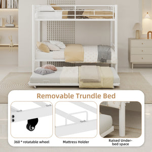 English Elm Heavy-duty Metal Twin over Twin Bunk Bed with Noise-Reducing Design, Safety Rail, Ladder, 350lb Capacity White W1935P300342
