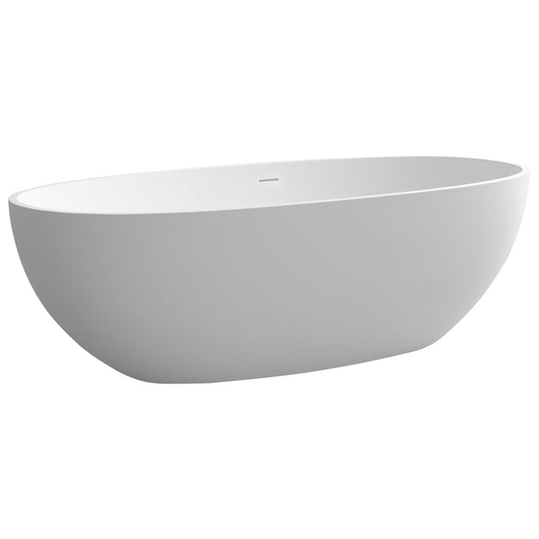 English Elm 71" Freestanding Stone Resin Soaking Tub Matte Spa Bath with Insulated Deep Basin T3785P353956