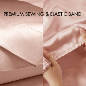 JLA Home Madison Park Essentials - Luxury Satin 6 PC Sheet Set — OEKO-TEX Certified, Wrinkle-Resistant, Silky Smooth for Beauty Sleep Blush MPE20-773