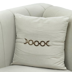 English Elm Fx-P82-Be3 - Luxurious Beige Velvet Chesterfield 3-Seater Sofa With 2 Pillows For Modern Living Spaces W576S00220