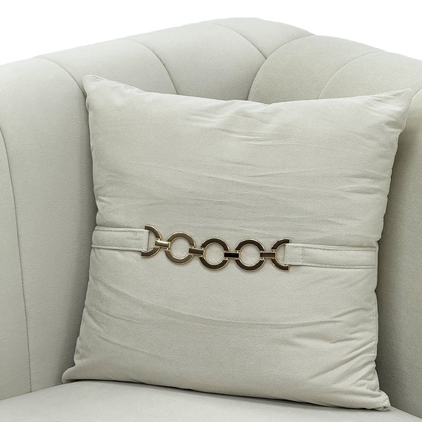 English Elm FX-P82-2PC Velvet Sofa Set of 2 — Plush Tufted 3-Seater Couches with Gold Metal Legs for Stylish Homes Beige W576S00240