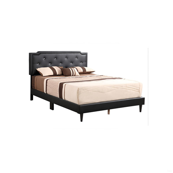 English Elm Elegant Tufted Queen Bed Frame with Adjustable Headboard, Support Slats & Durable Legs for Comfort and Style Black 5.5 L x 22.5 W x 65.5 H B078118231