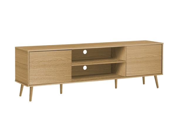 English Elm Tv Stand 72 Inch Media Console Laminate Finish Solid Wood Legs Cable Management Storage B2710P461905