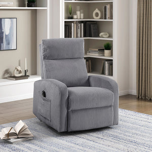 English Elm Contemporary Power Lift Chair Recliner with Plush Corduroy, Foam-Over-Coil Support & Side Pocket Dark Gray 31 L x 29 W x 24 H B011P395830