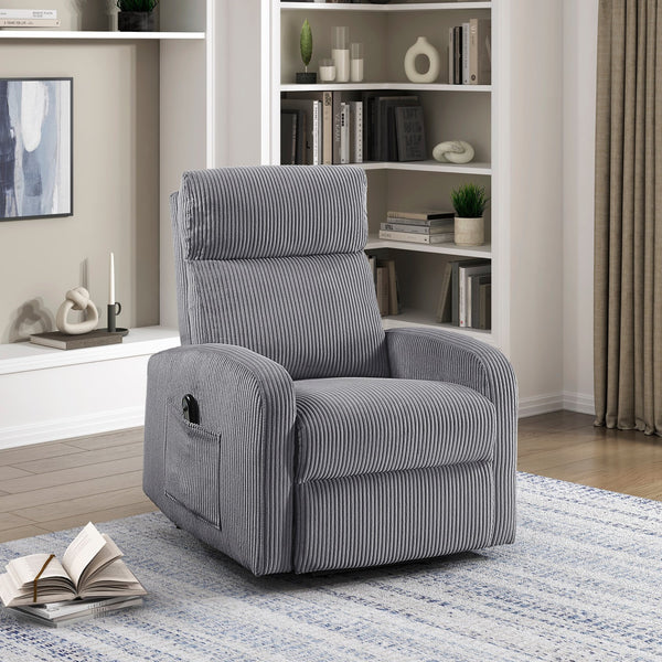 English Elm Contemporary Power Lift Chair Recliner with Plush Corduroy, Foam-Over-Coil Support & Side Pocket Dark Gray 31 L x 29 W x 24 H B011P395830