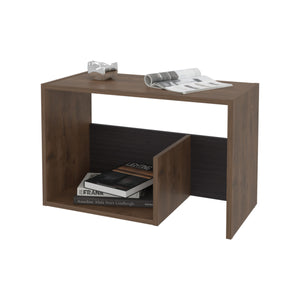 English Elm Fm Furniture Vega Modern Side Table With Open Storage, Dark Brown & Wengue Finish For Versatile Use B128P293873