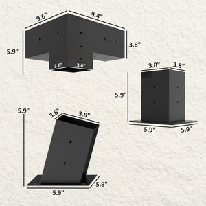 English Elm Slanted Pergola Steel Bracket Kit with 15 Degree Slope for Outdoor Wall Mounting T3971P502075
