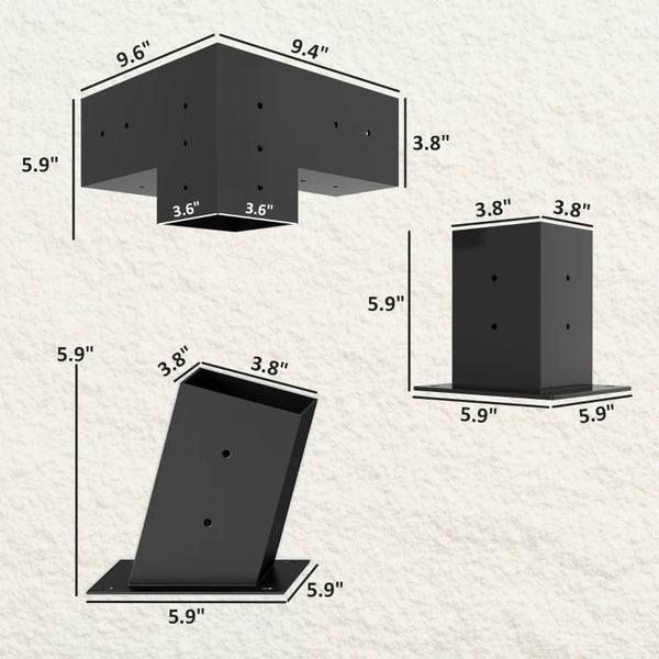 English Elm Slanted Pergola Steel Bracket Kit with 15 Degree Slope for Outdoor Wall Mounting T3971P502075