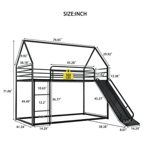 English Elm Twin Metal Tube Bunk Bed Frame for Kids Durable Sturdy Construction Safe Space-Saving Design Black W420P256561