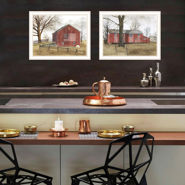 English Elm Trendy Decor 4u Billy Jacobs Rural Barn Two Piece Wood Framed Wall Art Set B067P254080