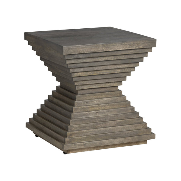 Crestview Collection Stacked Hourglass Wood End Table - Modern Mindi Wood Design With Warm Gray Finish For Stylish Décor Brown Solid Wood Cvfnr4416