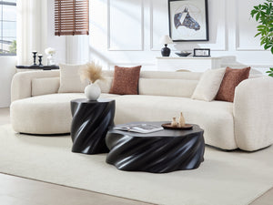English Elm 19.69'' Petal Shaped Fiberglass Drum Side Table Sculptural Organic Modern Living Room W2664P462012