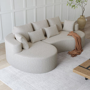 English Elm Modern Chenille Cloud Sectional Sofa Oversized 4 Seat Curved Couch for Living Room W834S00484
