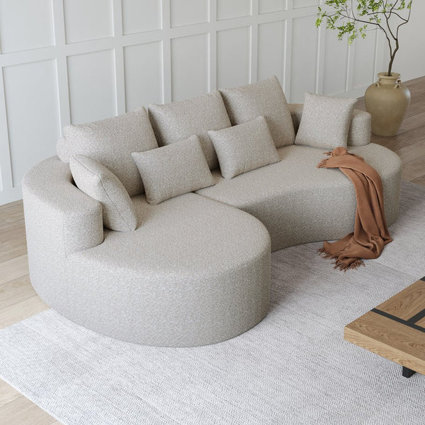 English Elm Modern Chenille Cloud Sectional Sofa Oversized 4 Seat Curved Couch for Living Room W834S00484