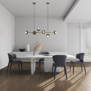 English Elm Conrad Upholstered Dining Chair with Metal Frame, Faux Leather Tweed Finish, Contoured Comfort Grey B365P397769