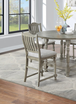 English Elm Dining Set Five Piece Round Counter Height Acacia Wood Table Four Upholstered Chairs B011S00974