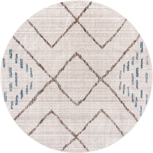Unique Loom Aramis Kavi Machine Made Tribal Rug Ivory, Blue/Brown/Light Blue/Terracotta/Gray 7' 0" x 7' 0"