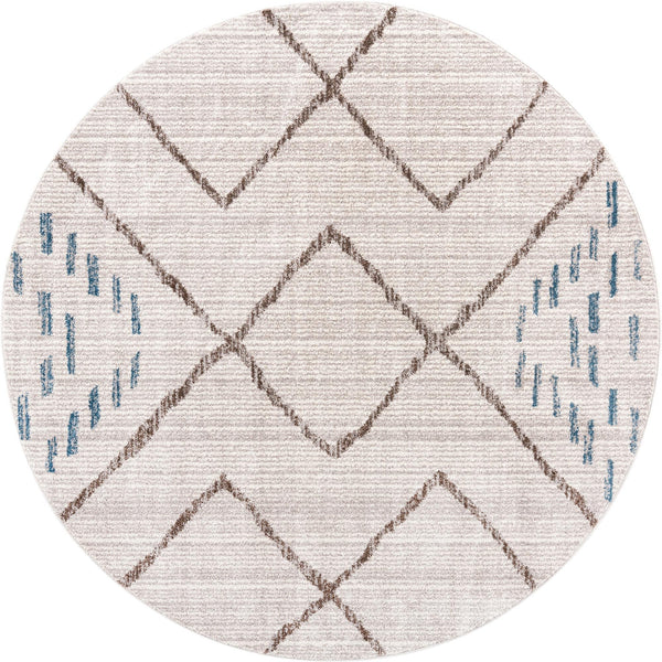 Unique Loom Aramis Kavi Machine Made Tribal Rug Ivory, Blue/Brown/Light Blue/Terracotta/Gray 7' 0" x 7' 0"