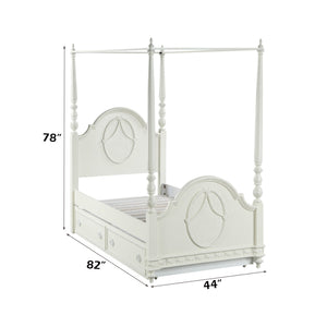 English Elm Dorothy Ivory Twin Post Bed with Arched Headboard & 13 Slats, Pine Wood, No Box Spring Needed B2726S00493