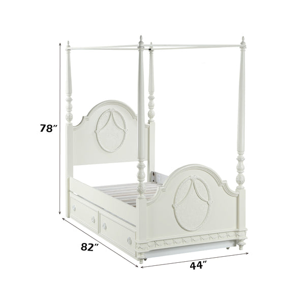 English Elm Dorothy Ivory Twin Post Bed with Arched Headboard & 13 Slats, Pine Wood, No Box Spring Needed B2726S00493