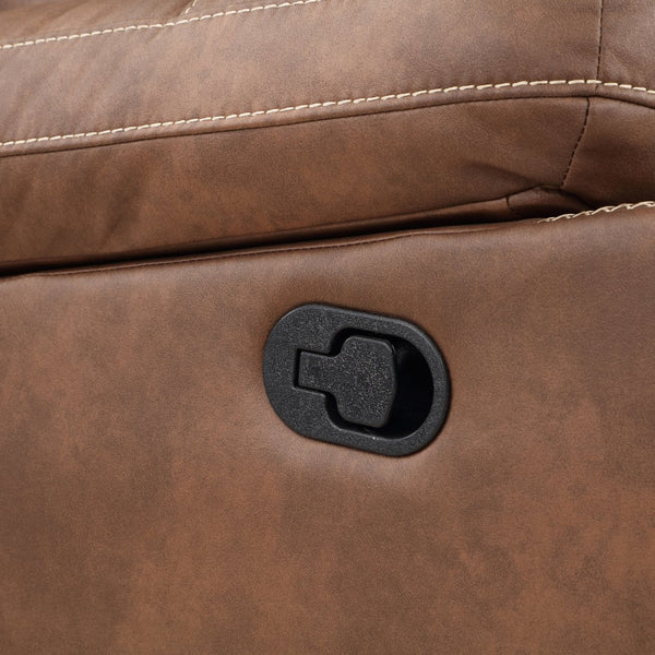 English Elm Steve Silver - Rudger Manual Reclining Sofa in Chestnut Brown Microsuede — One-Pull Recline, Padded Arms, Durable Frame B081P157218