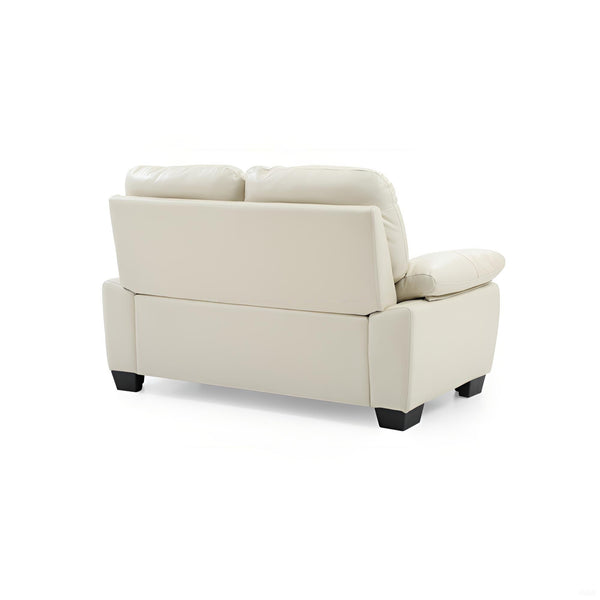 English Elm Glory Marta G674-L Loveseat with Pocket Coil Seating, PU Upholstery, Removable Backs, Durable Design Off White 15 L x 60 W x 31 H B078108380