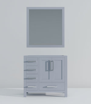 English Elm Dark Grey Bath Vanity Set With Right Offset Design, Ample Storage & Matching Mirror For Modern Spaces B2731S00509