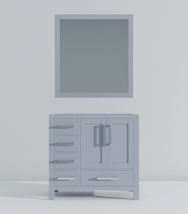 English Elm Dark Grey Bath Vanity Set With Right Offset Design, Ample Storage & Matching Mirror For Modern Spaces B2731S00509