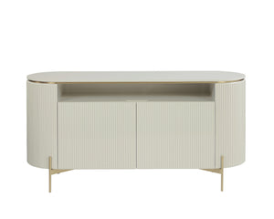 Sunpan Paloma Sideboard - Luxurious High Gloss Finish With Sculptural Design And Gold Accents For Modern Spaces Cream Wood 111908