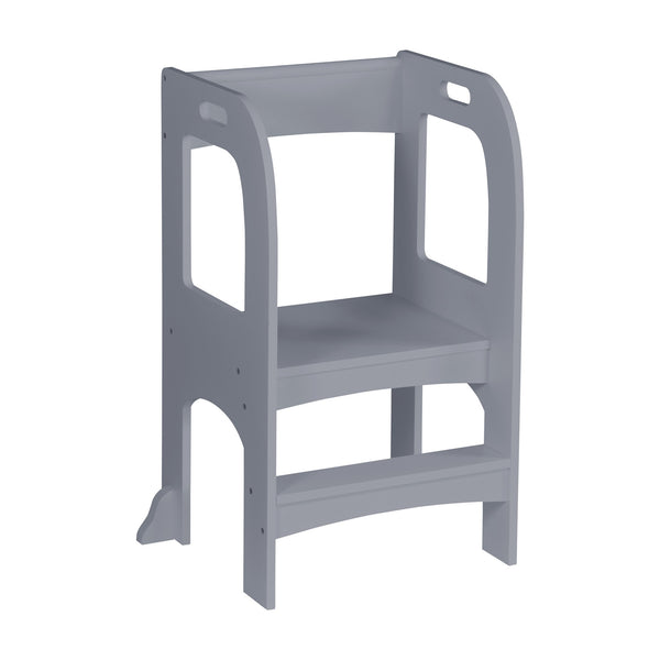 English Elm Child Standing Tower Montessori Toddler Step Stool for Kitchen & Bathroom, Safe MDF Learning Aid Gray 34.45 L x 20.08 W x 3.54 H W2297P194088