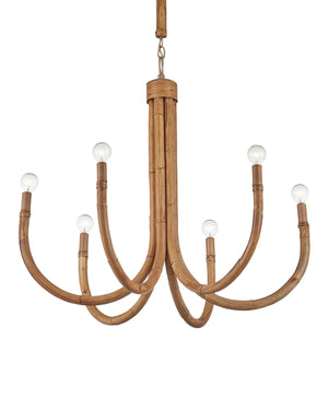 Currey & Company Samsara Small Chandelier: Elegant Rattan Design With Six Lights, Adjustable Height & Earthy Tones Natural Rattan ,Wrought Iron 9000-1297-currey-company